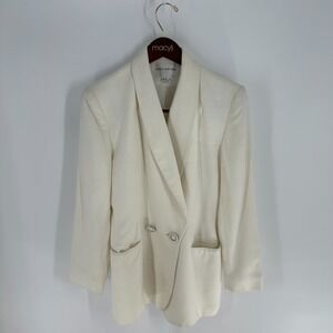 Jones New York Double Breasted Long Sleeve‎ Pockets Blazer Off-White Size 6